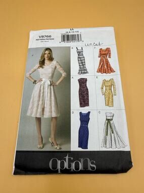 Options V8766 Misses Petite Dress Pattern Sz 6-20 UNCUT Easy Sewing